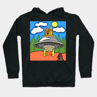 Cat riding a UFO Hoodie